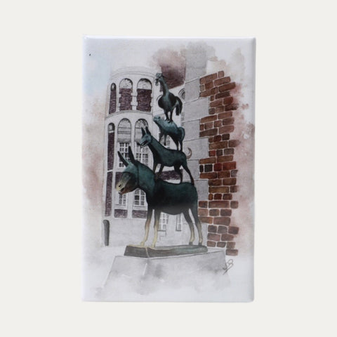 Stadtmusikanten Figur Aquarell – Kühlschrank-Magnet
