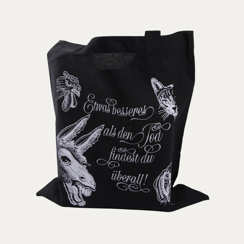 Baumwoll-Tasche – Bremer Stadtmusikanten schwarz – lange Henkel
