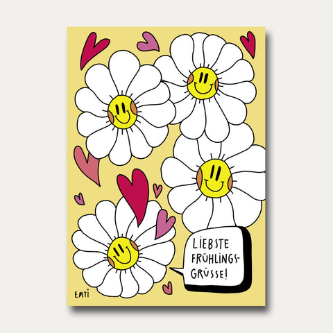 Liebste Frühlings-Grüsse bunt – Emti – Postkarte