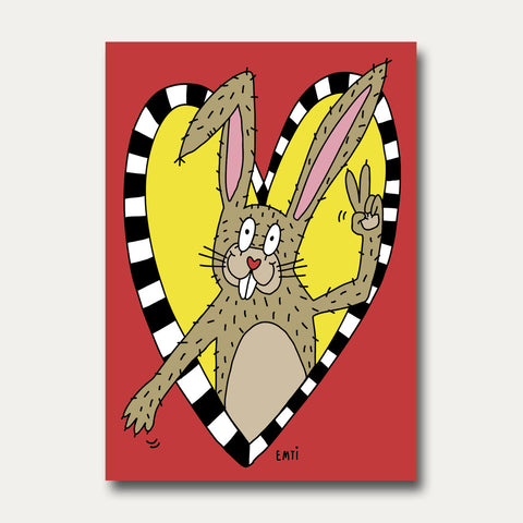 Hasenherz bunt – Emti– Postkarte