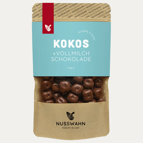 Kokos + Vollmilch Schokolade – Nusswahn – 170 g