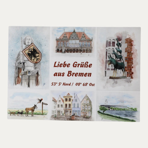Bremen-Collage Aquarell – SehnsuchtsArt – Postkarte