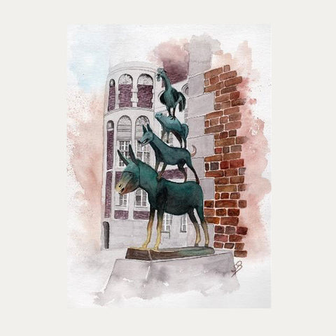 Stadtmusikanten stehend – SehnsuchtsArt – Postkarte