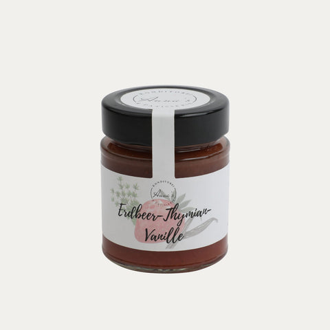 Fruchtaufstrich – Erdbeere, Thymian, Vanille – Annas Patisserie – 150 g