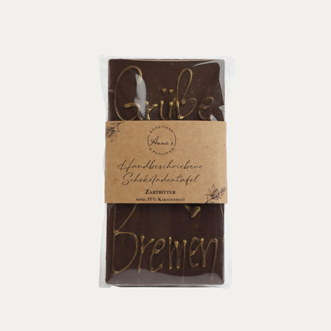 Tafelschokolade (Grüße aus Bremen) – Zartbitter 55 % Kakao – Annas Patisserie