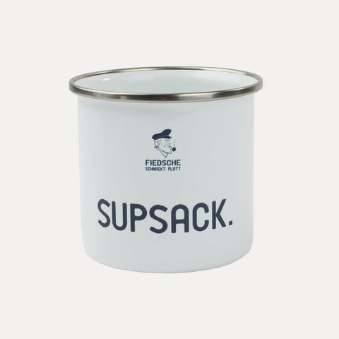 Blechtasse – verschiedene Sprüche, zwei Größen – Fiedsche schnackt Platt