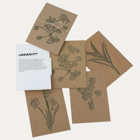Postkartenset Unkraut – original Linoldrucke – Lucy Hollwedel