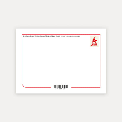 Bremer Stadtmusikanten Illustration – rosa – Postkarte