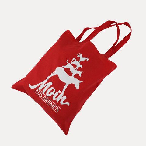 Baumwoll-Tasche Moin – Bremen Stadtmusikanten – lange Henkel