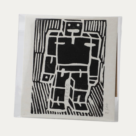 Linoldruck – Robot – 10 x 12 cm
