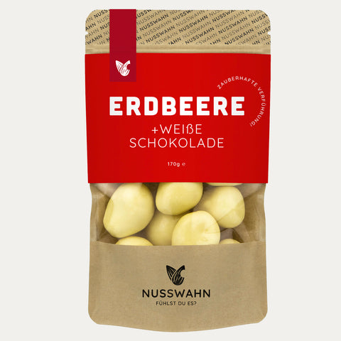 Erdbeere + Weisse Schokolade – Nusswahn – 170 g