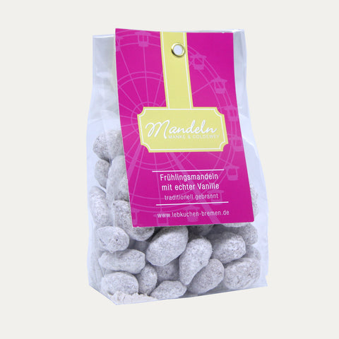 Frühlingsmandeln mit echter Vanille, traditionell gebrannt, 100g - Made in Bremen - Manke & Coldewey -