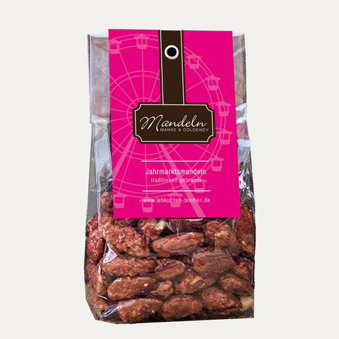 Jahrmarktsmandeln traditionell gebrannt, 100g - Made in Bremen - Manke & Coldewey -