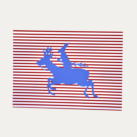 Hasenhirsch rotblau Postkarte - Made in Bremen - Louicito -