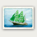 Alexander von Humboldt Segelschiff mit grünen Segeln im Südatlantik – Postkarte Made in Bremen
