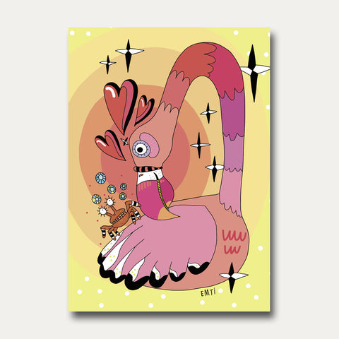 Flamingo bunt – Postkarte