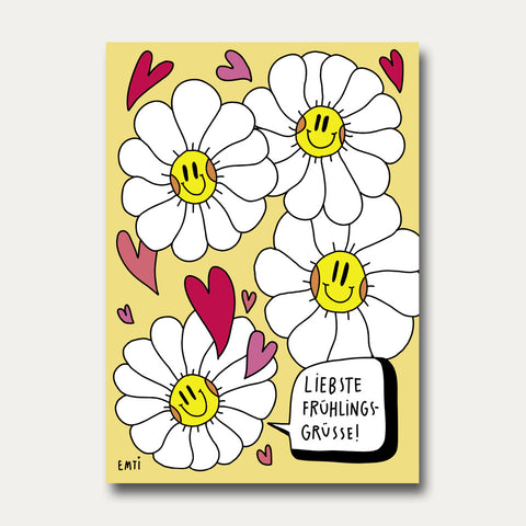 Liebste Frühlings-Grüsse bunt – Postkarte