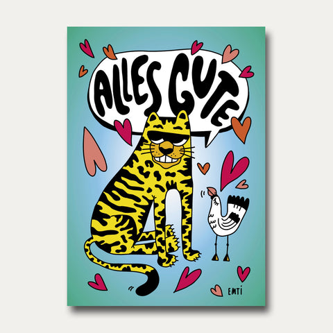 Alles Gute Tiger bunt – Postkarte
