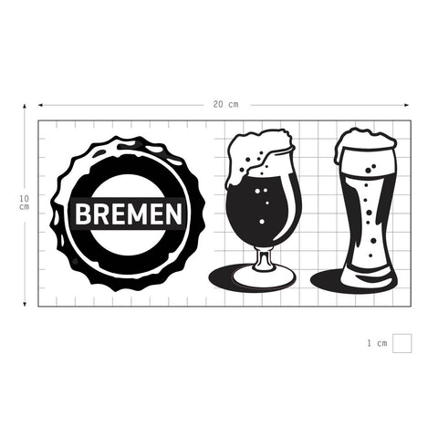 Bremen Bier 3 Motive – Bügelbild Motivbogen – Flickflock