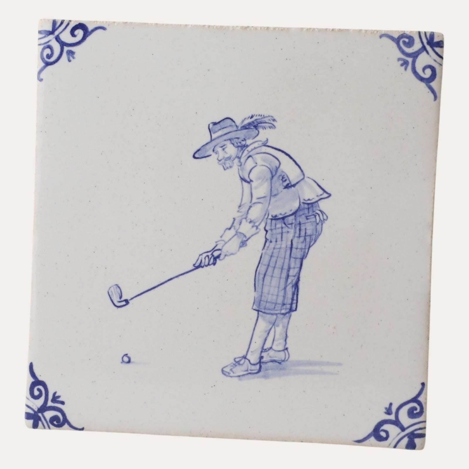 Fliese Golfer – Kunst auf handgemachter Keramik
