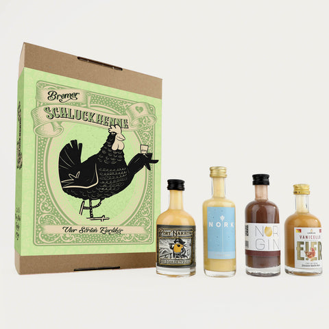 Bremer Schluckhenne – Vier Sorten Eierlikör aus Bremen – Geschenkbox - Made in Bremen - Made in Bremen - Geschenkbox