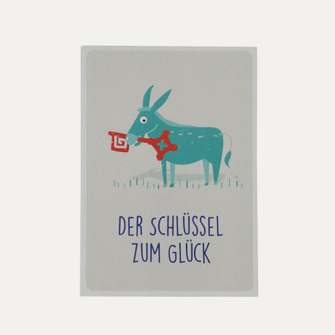 Stadtmusikanten – Esel mit Schlüssel zum Glück – WG – Postkarte