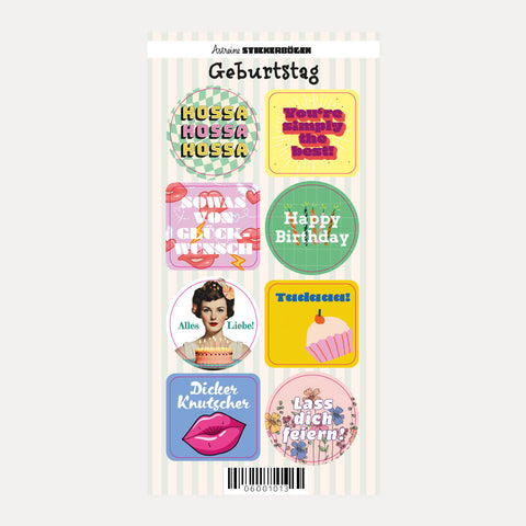 Geburtstagswünsche – Stickerbogen
