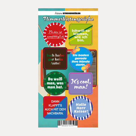 Flimmerkistensprüche – Stickerbogen