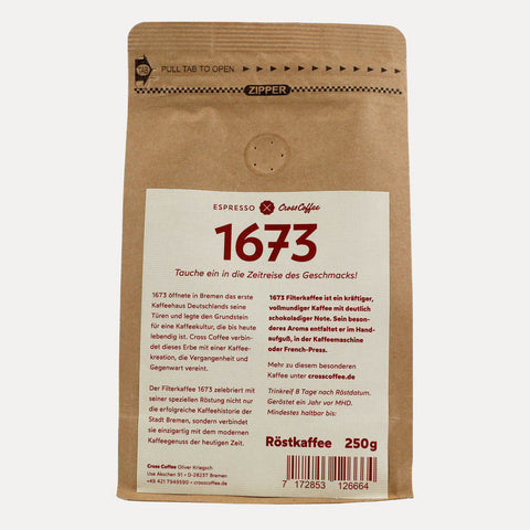 1673 Filterkaffee Cross Coffee – ganze Bohne – 250 g