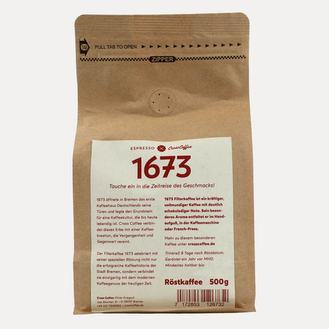 1673 Filterkaffee Cross Coffee – ganze Bohne – 500 g