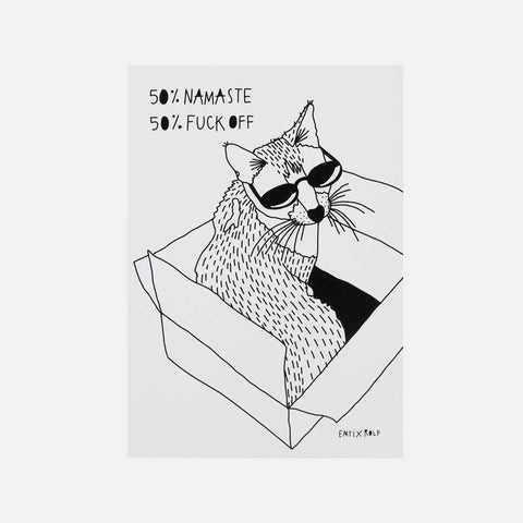 50% Namaste 50% Fuck Off – Emti – Postkarte