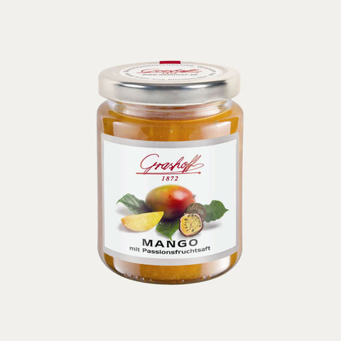 Mango-Passionsfrucht Konfitüre Extra – Fruchtaufstrich Grashoff – 250 g