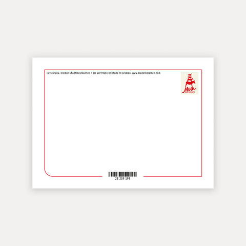Bremer Stadtmusikanten Illustration – taubenblau – Postkarte