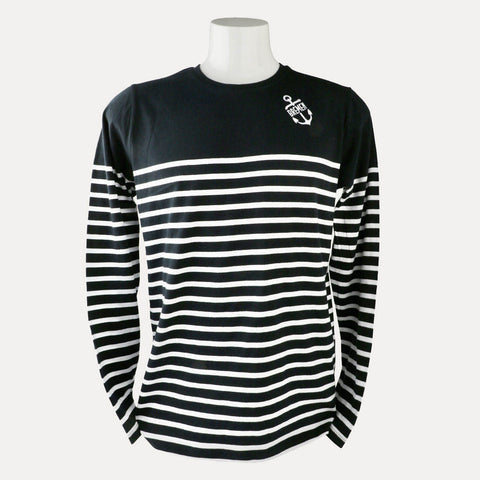 Long Sleeve, Langarmshirt – Bremen Anker gestickt – navy/weiss geringelt