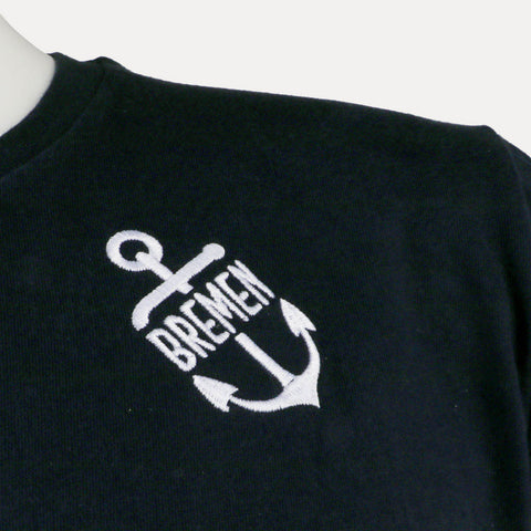 Long Sleeve, Langarmshirt – Bremen Anker gestickt – navy/weiss geringelt