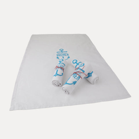 Geschirrtuch Hansestadt – blau/weiß, türkis/weiß oder weiß/grau