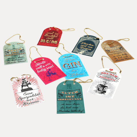 Flaschen Hangtags – verschiedene Motive
