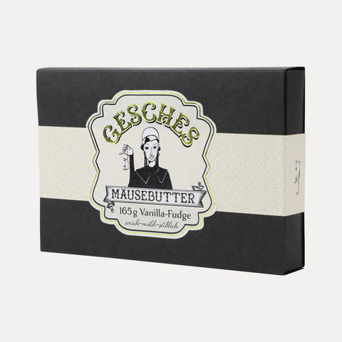 Gesches Mäusebutter – Vanille-Fudge in schwarzer Schachtel – 160 g