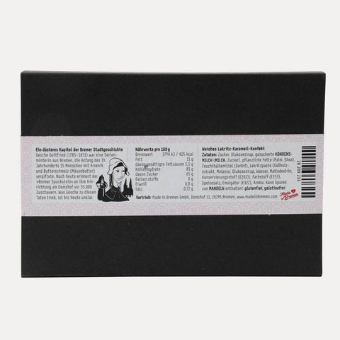 Gesches Spucksteine – Lakritz-Fudge in schwarzer Schachtel – 160 g