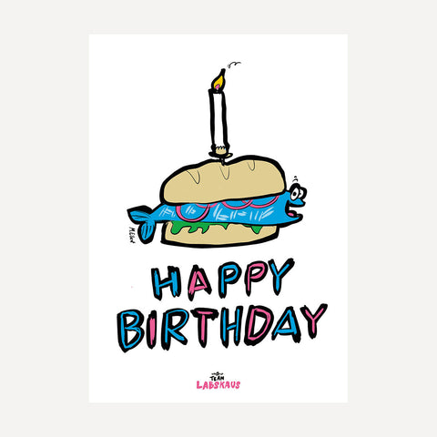 Happy Birthday Fischbrötchen – Postkarte – Mario Ellert