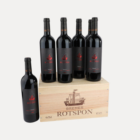 6 x Bremer Rotspon in Holzkiste – Weinhaus Bultmann – Rotwein