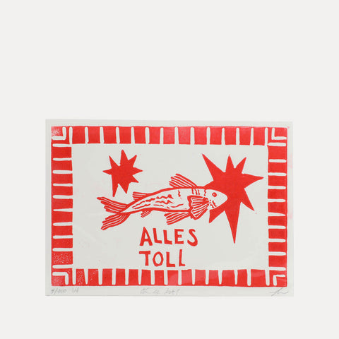 Alles Toll Fische - Linoldruck - DIN A6