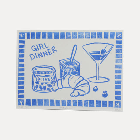 Girl Dinner - Linoldruck - DIN A5