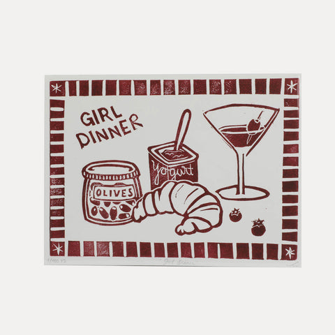Girl Dinner - Linoldruck - DIN A5