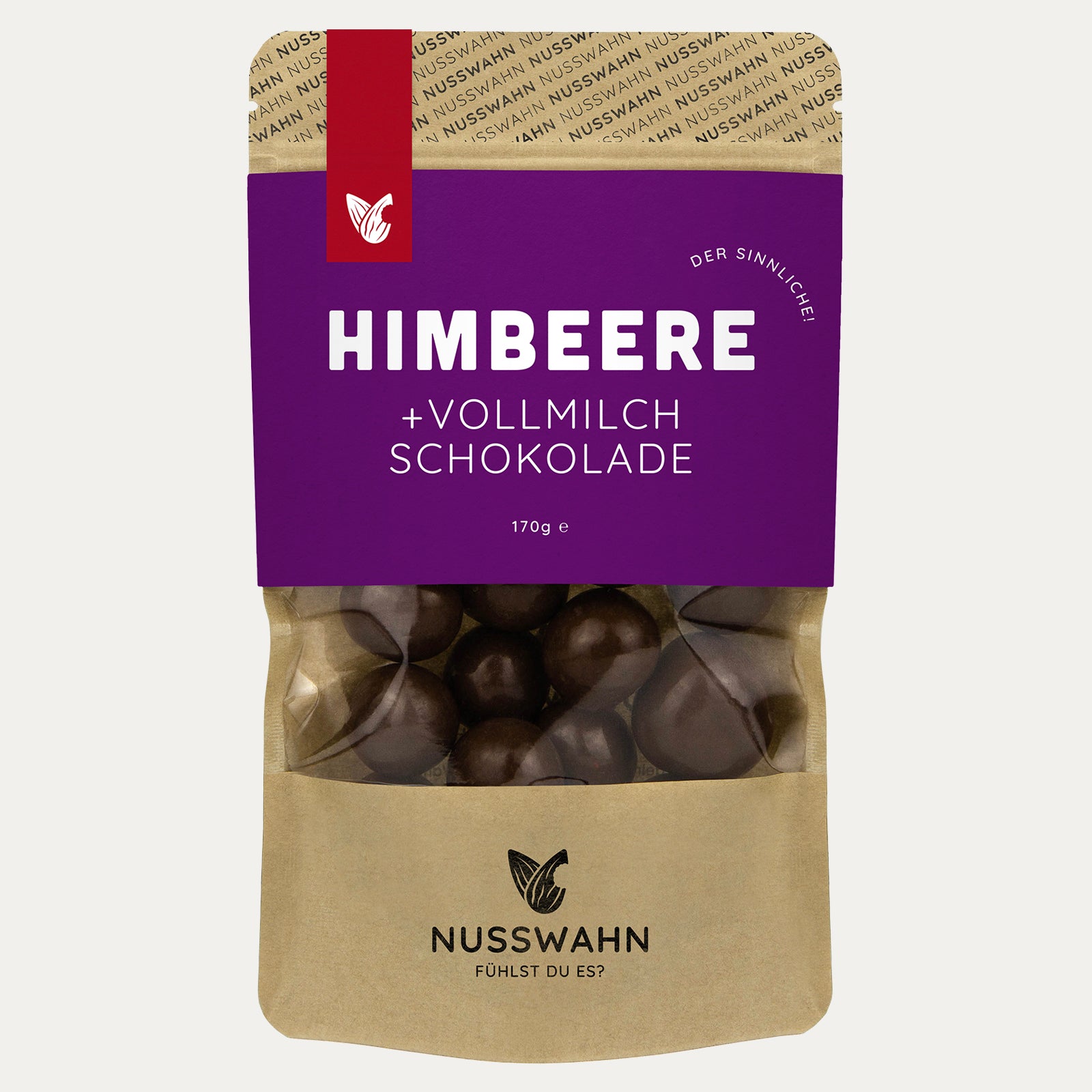 Himbeere und Vollmilchschokolade Nusswahn 150g
