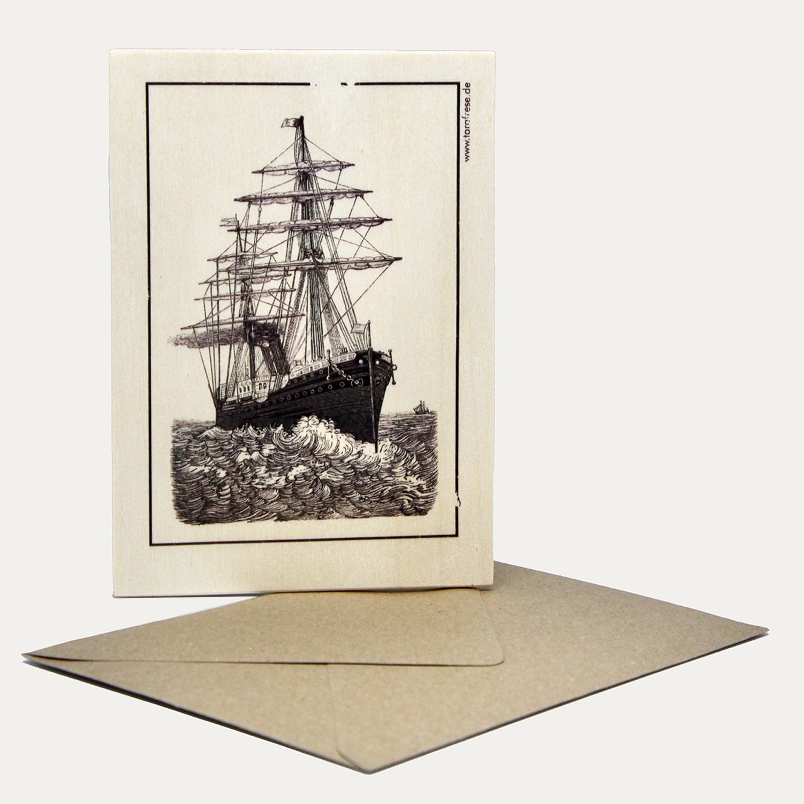 Segelschiff Holzpostkarte - Made in Bremen - Kartenmanufaktur Tara Frese - 