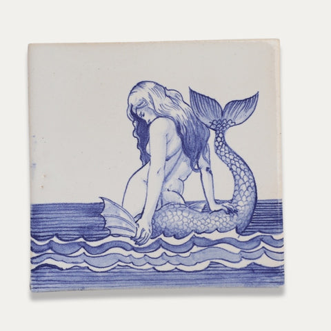 Fliese Meerjungfrau mit Rückenansicht –  Kunst auf handgemachter Keramik